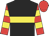 Black, yellow hoop, red & yellow hooped sleeves, red cap