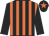 Black & orange stripes, black sleeves, orange star on cap