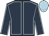 Dark blue body, light blue seams, dark blue arms, light blue seams, light blue cap