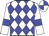 White body, big-blue diamonds, white arms, big-blue armlets, white cap, big-blue quartered
