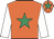 Orange, emerald green star, white sleeves, orange cap, emerald green star