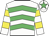 White & emGreen chevrons, white & yellow hooped slvs, white cap, emGreen star