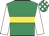 Emerald green, yellow hoop, white sleeves, emerald green and white check cap