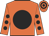 Orange, black disc, black spots on sleeves, hooped cap