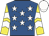 Royal blue, white stars, yellow and white chevrons on sleeves, white cap