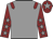 Grey, maroon epaulets, maroon sleeves, grey stars, maroon cap, grey star