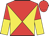 Red and yellow diabolo, halved sleeves, red cap