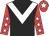 Black, white chevron, red sleeves, white stars, red cap, white star