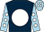 dark blue, white ball, light blue sleeves, white spots, light blue cap, white spots,
