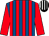 Royal blue & red stripes, red sleeves, black & white striped cap