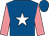 Royal blue, white star, shocking pink sleeves, royal blue cap