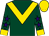 Dark green, gold chevron, dark green sleeves, purple stars, gold cuffs, gold cap and purple