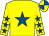 Yellow, royal blue star, yellow sleeves, royal blue stars, quartered cap