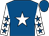 Royal blue, white star, white sleeves, royal blue stars, royal blue cap
