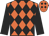 Orange and black diamonds, black sleeves