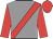 Grey, red sash, sleeves and cap