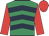 Emerald green & dark blue chevrons, red sleeves & cap