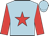 light blue, red star and sleeves