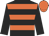 black and orange hoops, black sleeves, orange cap