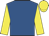 Royal blue, yellow sleeves and cap
