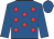 Royal blue, red spots, royal blue sleeves and cap