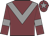 Garnet body, grey chevron, garnet arms, grey armlets, garnet cap, grey star