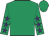 Emerald green, purple stars on sleeves