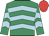 Emerald green, light blue chevrons, red cap
