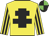 YELLOW, black cross of lorraine, striped sleeves, green & black quartered cap