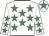 White, emerald green stars, white cap, emerald green star