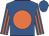 Royal blue, orange disc, striped sleeves, Royal Blue cap