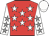 Red, white stars, white sleeves, grey stars, white cap