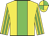 Yellow body, big-green stripe, yellow arms, big-green striped, yellow cap, big-green quartered