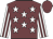 Garnet body, white stars, white arms, garnet striped, garnet cap