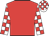 Red body, white arms, red checked, white cap, red checked