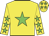 Yellow body, big-green star, yellow arms, big-green stars, yellow cap, big-green stars