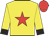 Yellow, red star, black cuffs, red cap black peak
