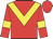 Red body, yellow chevron, red arms, yellow armlets, red cap
