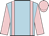 light blue, pink braces, pink sleeves and cap