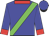 Blue, green sash, red collar, cuffs, blue cap, black peak
