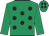 Emerald green, black spots, emerald green sleeves, black spots on cap