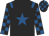 Black, royal blue star, epaulets, checked sleeves, checked cap