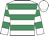 White, emerald green hoops, white cap