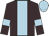brown, light blue stripe, light blue armbands and cap