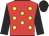 Red, yellow spots, black sleeves, black cap