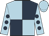 Light blue and dark blue (quartered), light blue sleeves, dark blue spots, light blue cap