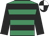 Emerald green & black hoops, black sleeves, white & black quartered cap