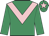 Emerald green, pink chevron, emerald green cap, pink star