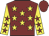 Maroon, yellow stars, yellow sleeves, maroon stars, maroon cap