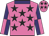 hot pink,black stars,purple collar,purple and hot pink quartered sleeves